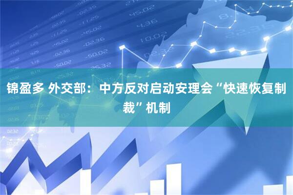 锦盈多 外交部：中方反对启动安理会“快速恢复制裁”机制